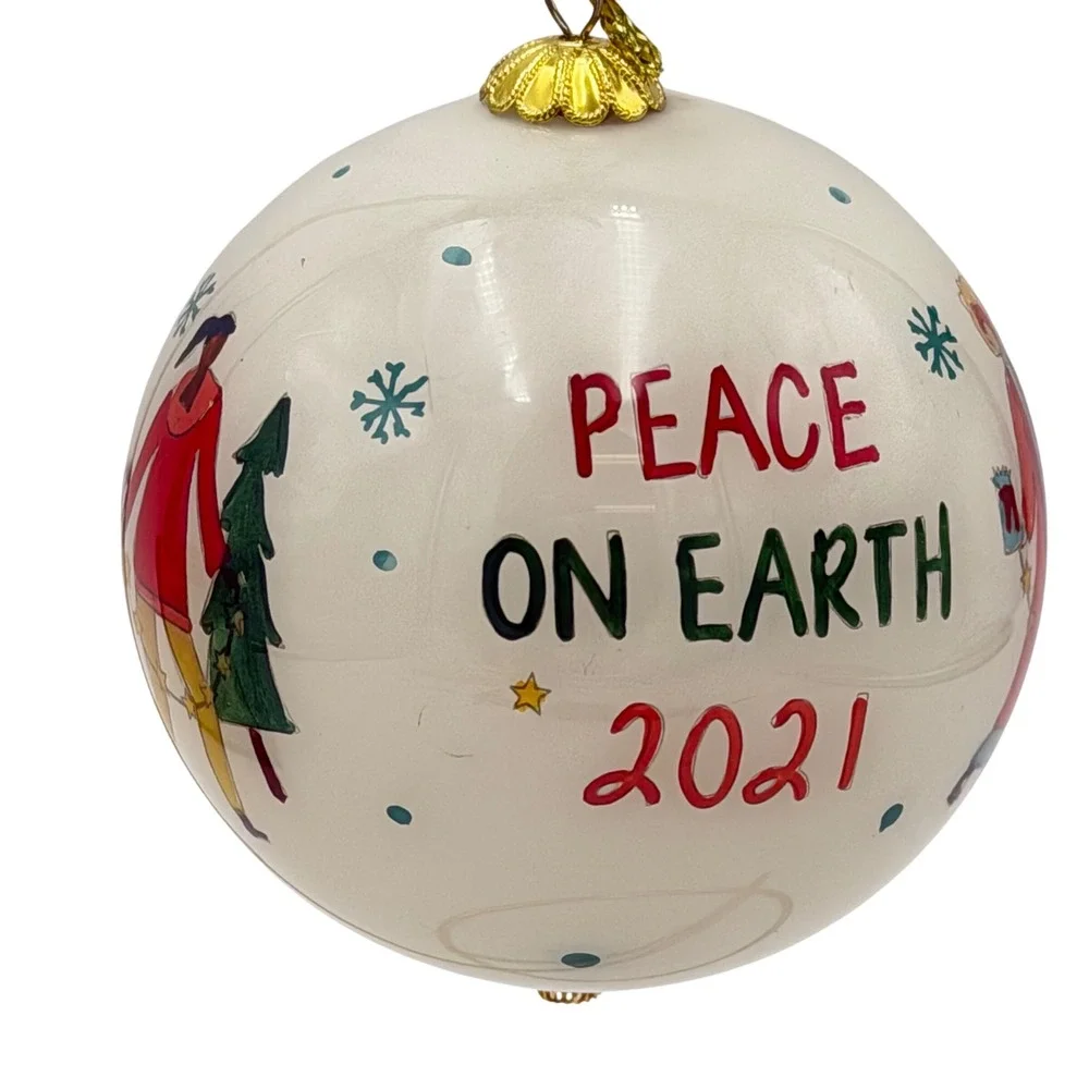 Pier Place World Market Li Bien 2021 Peace On‎ Earth Glass Ornament Holiday New